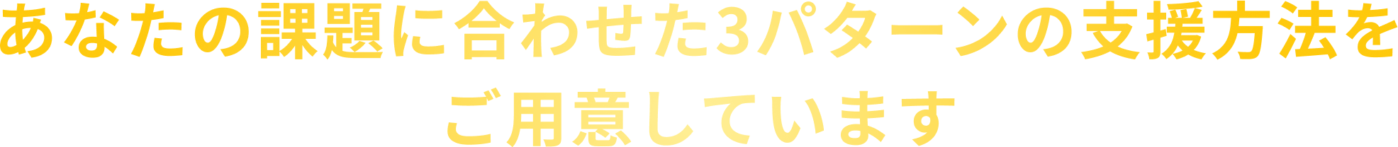あなたの課題に合わせた3パターンの支援方法をご用意しています