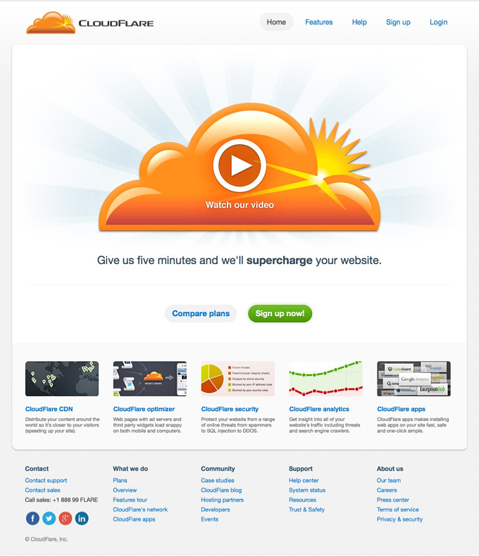 Cloud Flare Homepage
