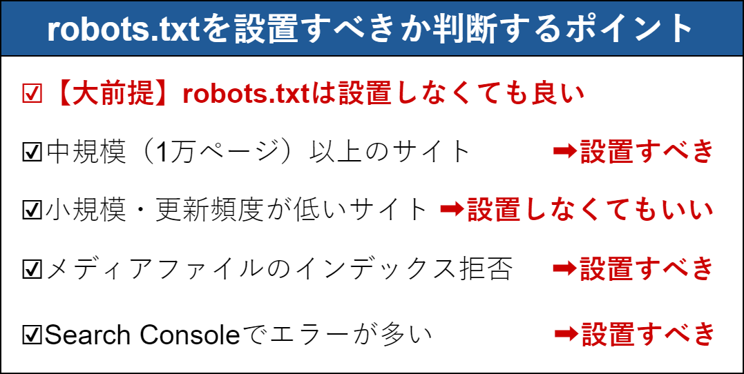 robots.txtを設定すべきか判断するポイント