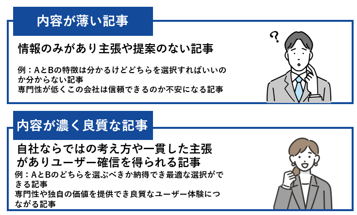 内容が薄い記事と濃く良質な記事