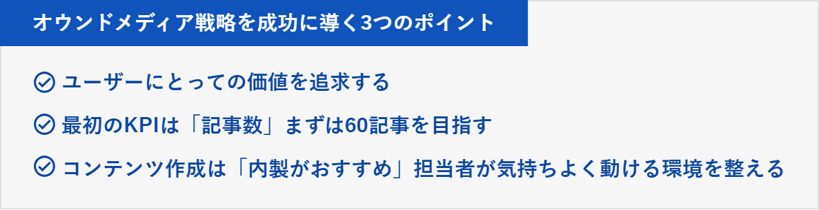 オウンドメディア戦略を成功に導く3つのポイント