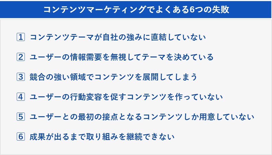 コンテンツマーケティングでよくある6つの失敗