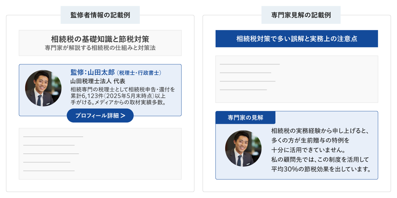 コンテンツの執筆者・監修者(資格者本人)を明記