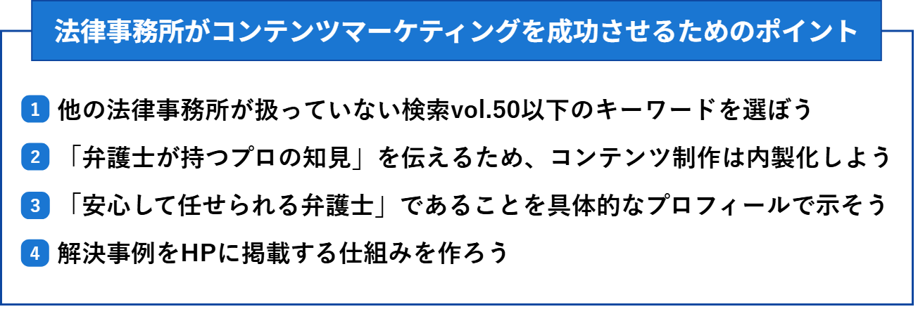 法律事務所がコンテンツマーケティングを成功させるためのポイント